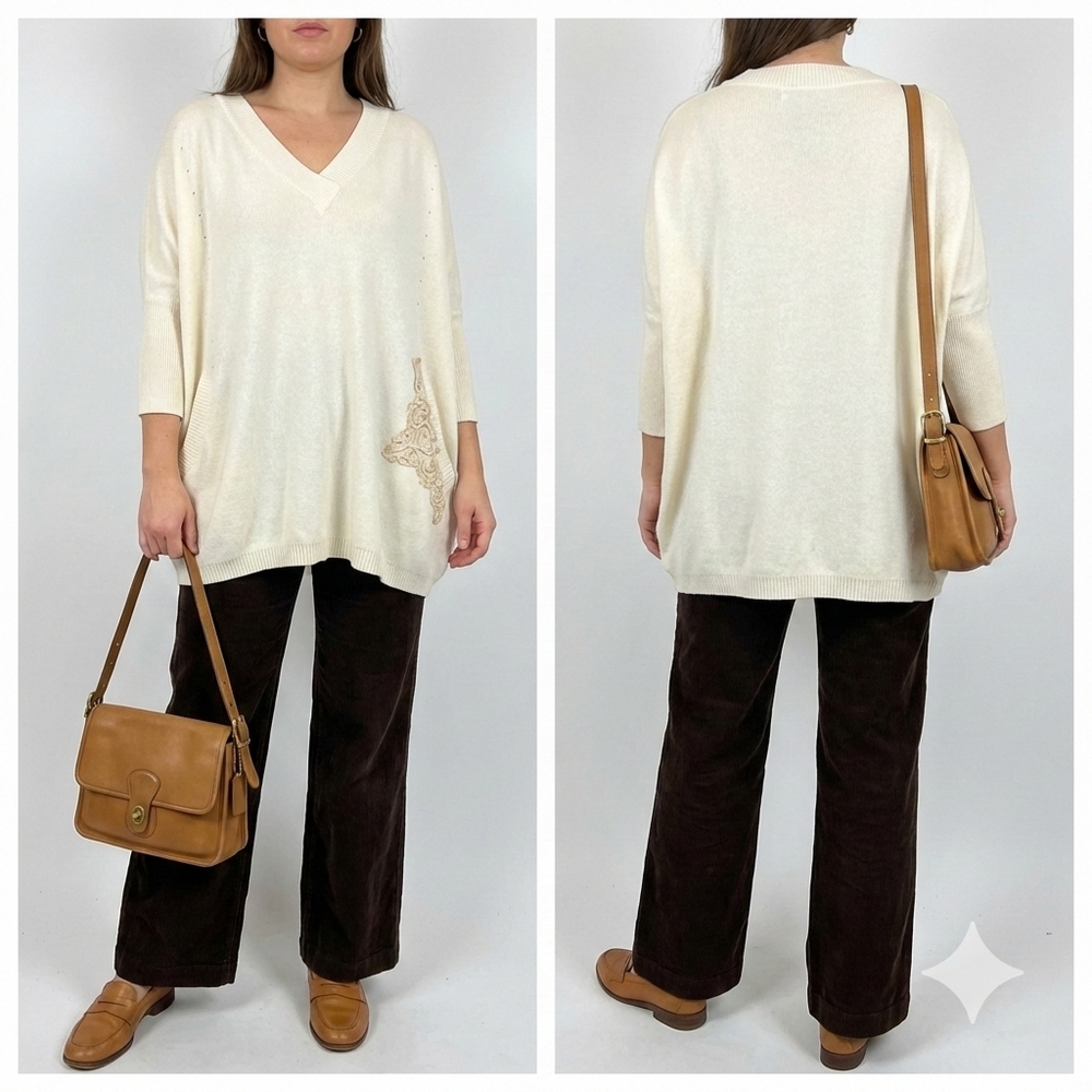 Elisa Cavaletti Art Piece Oversized V-Neck Sweater - Made in Italy Size S/M - Picture 3 of 10